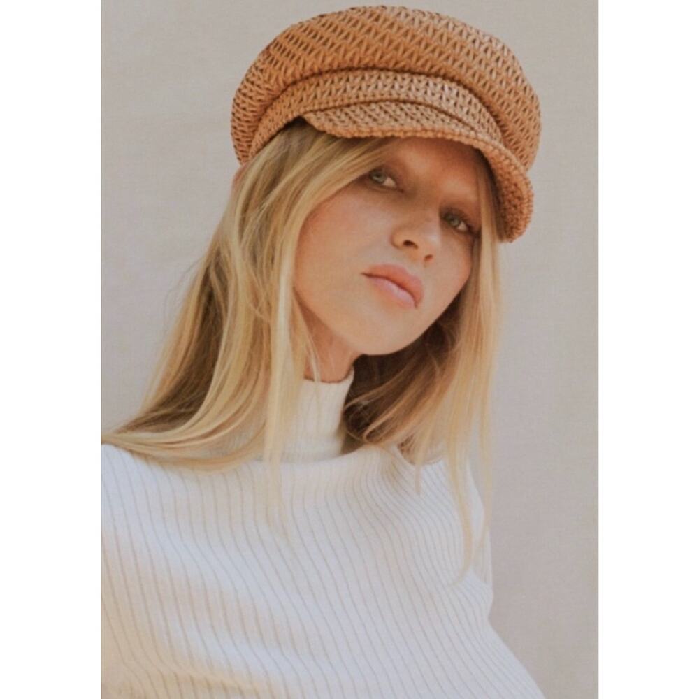 Lack of color leather weaved Brown mesa cap